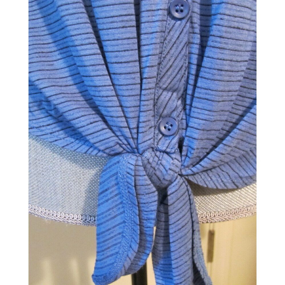 Women's Small EVERLEIGH Striped Button Front Tie Long Sleeve Top - NWT‎ - Picture 3 of 6